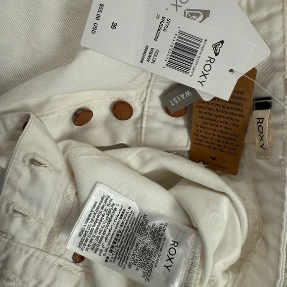 Roxy High Waist Cream Shorts - Picture 8 of 8